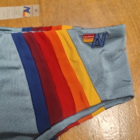 Aviator Nation 5 Stripe Sport Bikini Top/Bottoms Size xs Pre Owned - Picture 12 of 14